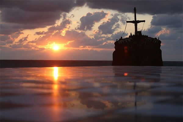 Sunset of Kish Greek Ship