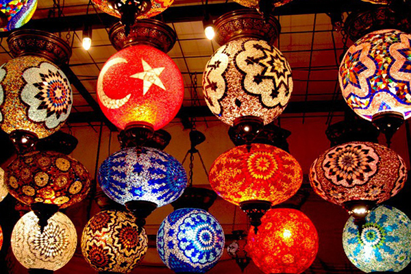Turkish mosaic lanterns and lamps