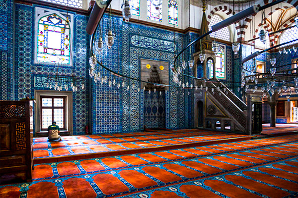 Interior view of Istanbul Rustem Pasha Mosque