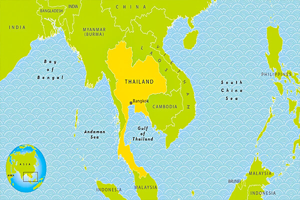 Geographical location of Thailand