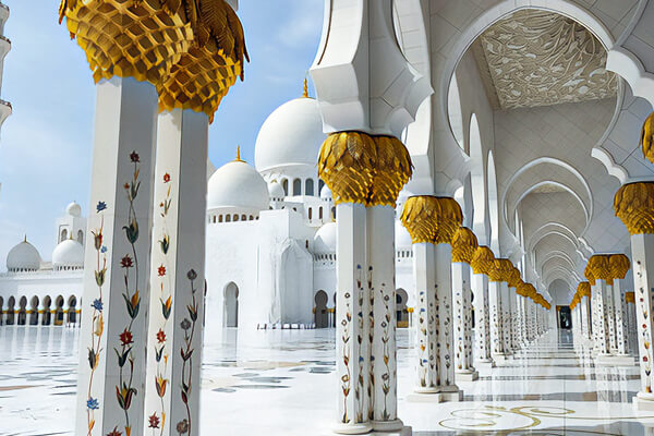 Exterior of Sheikh Zayed Grand Mosque in UAE