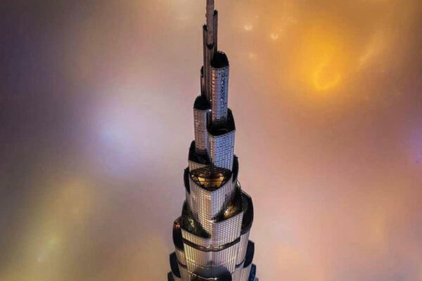 View of Burj Khalifa above the clouds