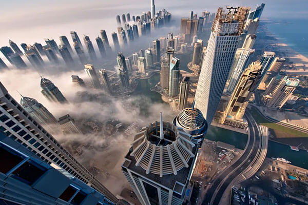 View of Burj Khalifa from the sky