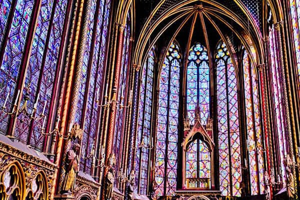 Architecture of Sainte-Chapelle church in Paris