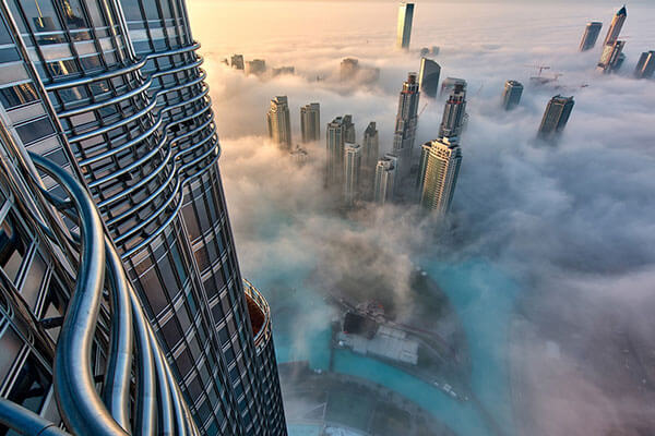 View of clouds from Burj Khalifa